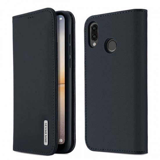 DUX DUCIS Wish Genuine Leather Bookcase type case for Huawei P20 Lite black