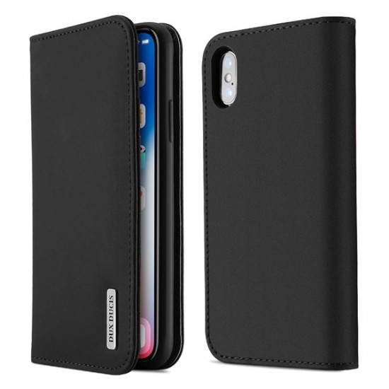 DUX DUCIS Wish Genuine Leather Bookcase type case for iPhone Xs Max black