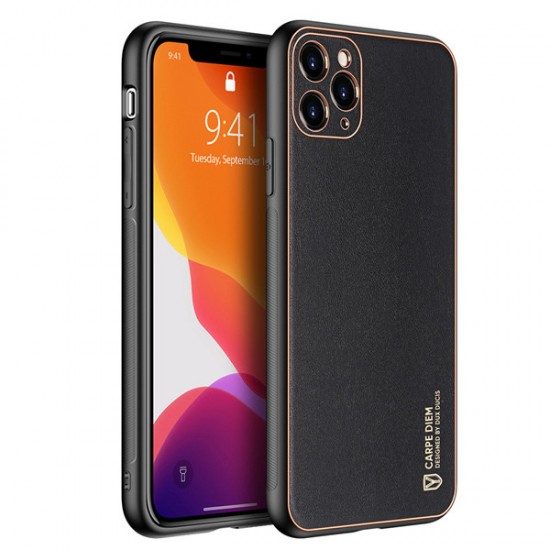Dux Ducis Yolo elegant case made of soft TPU and PU leather for iPhone 11 Pro black