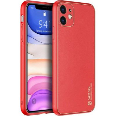 Dux Ducis Yolo elegant case made of soft TPU and PU leather for iPhone 11 red