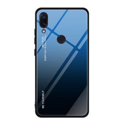 Θήκη Gradient Glass Durable Cover με Προστατευτικό πίσω Τζάμι για Xiaomi Redmi Note 7 Μπλε-Μαύρο