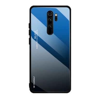 Θήκη Gradient Glass Durable Cover με Προστατευτικό πίσω Τζάμι για Xiaomi Redmi Note 8 Pro Μαύρο-Μπλε