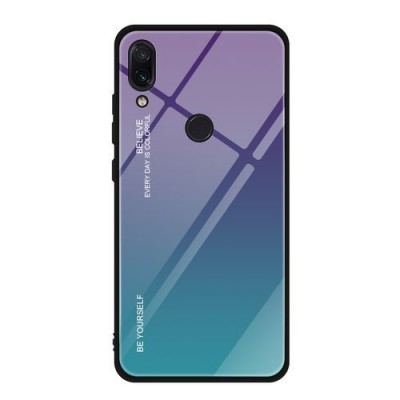 Θήκη Gradient Glass Durable Cover με Προστατευτικό πίσω Τζάμι για Xiaomi Redmi Note 7 Πράσινο-Μωβ