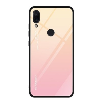 Θήκη Gradient Glass Durable Cover με Προστατευτικό πίσω Τζάμι για Xiaomi Redmi Note 7 Ροζ