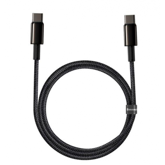 BASEUS USB Cable - Tungsten Gold Type-C - Type-C 2M 100W 5A μαύρο (CATWJ-A01)