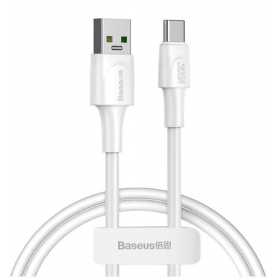 BASEUS USB Cable - White Series Type-C 1M 5A VOOC Quick Charge άσπρο (CATSW-F02)