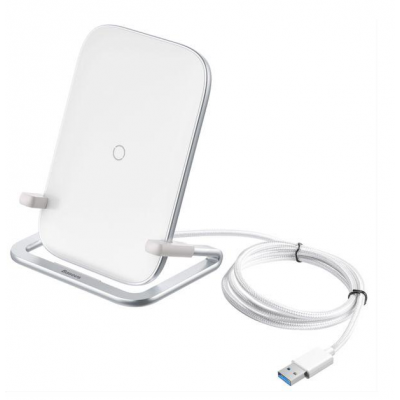 BASEUS Wireless charger - Rib 15W + stand άσπρο (WXPG-02) Supports ip 11 and previous 