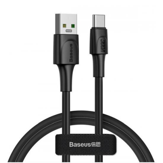 BASEUS USB Cable - White Series Type-C 1M 5A VOOC Quick Charge μαύρο (CATSW-F01)