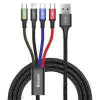 Baseus 4in1 USB - Lightning / USB Type C / 2x micro USB data charging cable 1,2 m 3,5 A black (CA1T4-C01)