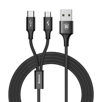 Baseus 2in1 USB -  USB Type C / micro USB data charging cable 1,2 m 3 A black (CAMT-ASU01)
