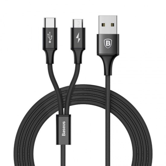 Baseus 2in1 USB -  USB Type C / micro USB data charging cable 1,2 m 3 A black (CAMT-ASU01)