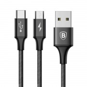 Baseus 2in1 USB -  USB Type C / micro USB data charging cable 1,2 m 3 A black (CAMT-ASU01)