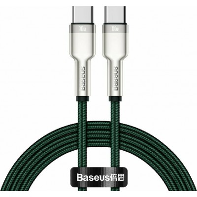 BASEUS USB Cable - Cafule Metal CATJK-C06 Type-C - Type-C 1M 100W 5A green-silver