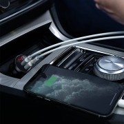 BASEUS Car charger - 4.8A 2x USB (LCD display) 24W CCBX-0G grey