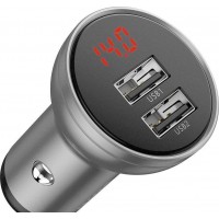 BASEUS Car charger - 4.8A 2x USB (LCD display) 24W CCBX-0S silver