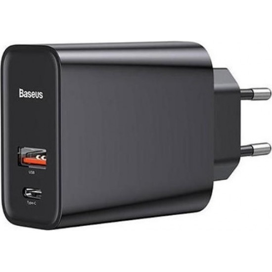 BASEUS Travel Charger - 30W 1x USB + USB-C PD QC3.0 plug Speed PPS CCFS-C01 black