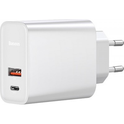 BASEUS Travel Charger - 30W 1x USB + USB-C PD QC3.0 plug Speed PPS CCFS-C02 white