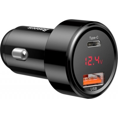 BASEUS Car charger - 45W 1x USB + USB-C PD QC4.0 (LCD display) Magic Series CCMLC20C-01 gray