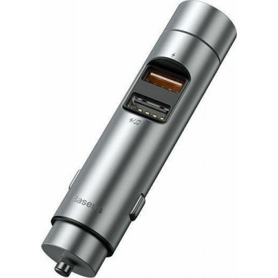 BASEUS Bluetooth FM launcher transmitter + 18W 2x USB QC3.0 car charger Energy Column CCNLZ-C0S silver