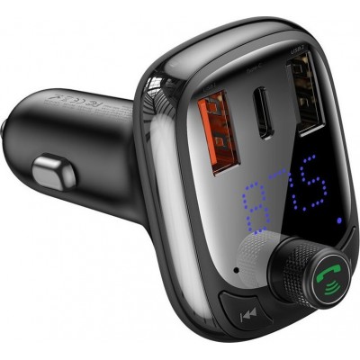 BASEUS Bluetooth FM launcher transmitter + 36W 2x USB + USB-C QC3.0 car charger S-13 CCTM-B01 black