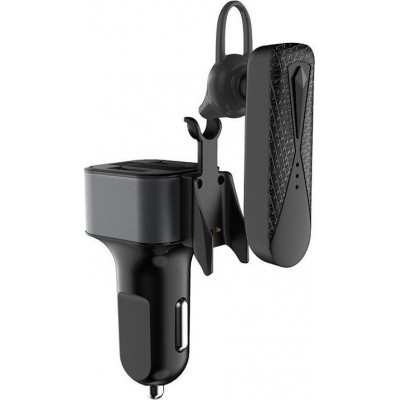 Dudao car kit 2x USB 3.4A charger Φορτιστής Αυτοκινήτου και Bluetooth earphone headset μαύρο (R10)