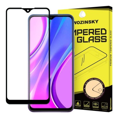 Wozinsky Tempered Glass Full Glue Super Tough Screen Protector Full Coveraged with Frame Case Friendly for Xiaomi Redmi 9 black