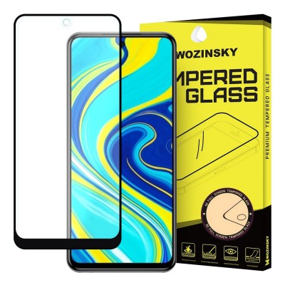 Wozinsky Tempered Glass Full Glue Super Tough Screen Protector Full Coveraged με Frame Case Friendly για Xiaomi Redmi Note 9 Pro / Redmi Note 9S μαύρο