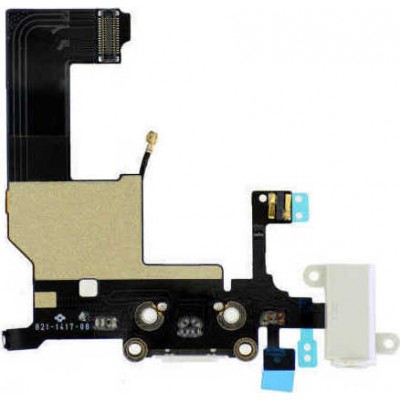 Καλωδιοταινία με Θύρα Φόρτισης & Μικρόφωνο & Επαφή Ακουστικών Λευκό (iPhone 5)