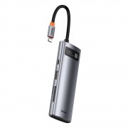 Baseus Metal Gleam Series multifunctional USB HUB 7in1 Type C HDMI TF PD card reader gray (WKWG020113)
