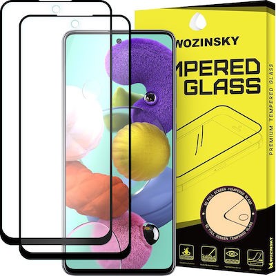 Wozinsky 2x Προστασία Οθόνης Full Glue Super Tough Screen Protector Full Coveraged with Frame Case Friendly for Samsung Galaxy A51 Μαύρο