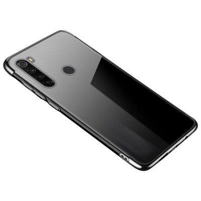 Clear Color Case Gel TPU Electroplating frame Cover for Xiaomi Redmi Note 8T Μαύρο