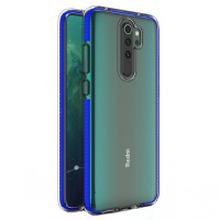 Spring Case clear TPU gel protective cover with colorful frame for Xiaomi Redmi Note 8 Pro Μπλε Σκούρο