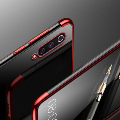 Clear Color Case Gel TPU Electroplating frame Cover for Xiaomi Mi 9 Lite  Κόκκινο