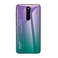 Θήκη Gradient Glass Durable Cover με Προστατευτικό πίσω Τζάμι για Xiaomi Redmi 8 Πράσινο-Μωβ