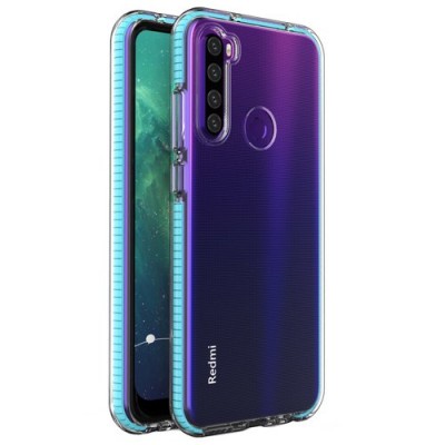 Spring Case clear TPU gel protective cover with colorful frame for Xiaomi Redmi Note 8T Γαλάζιο