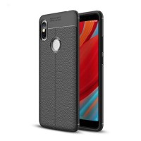 Litchi Pattern Flexible Cover TPU Leather Case for Xiaomi Redmi S2 Μαύρο