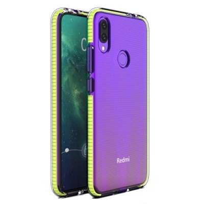 Spring Case clear TPU gel protective cover with colorful frame for Xiaomi Redmi Note 7 Κίτρινο