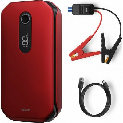 Baseus Φορητός Εκκινητής Μπαταρίας Αυτοκινήτου 12V με Φακό Super Energy Power Starter 12000 mAh 12V (1000A/600A) Κόκκινο