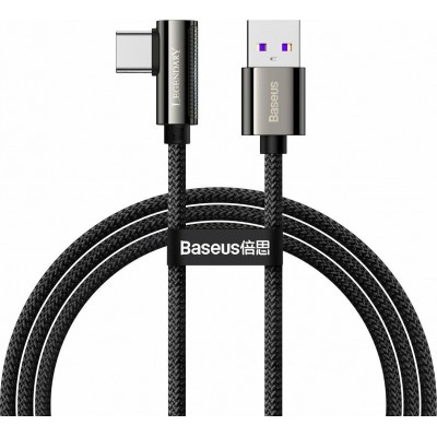 Baseus Legend Elbow Braided / Angle (90°) USB 2.0 Cable USB-C male - USB-A male Μαύρο 1m (CATCS-B01)