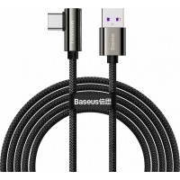 Baseus Legend Elbow Braided / Angle (90°) USB 2.0 Cable USB-C male - USB-A male Μαύρο 2m (CATCS-C01)
