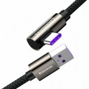 Baseus Legend Elbow Braided / Angle (90°) USB 2.0 Cable USB-C male - USB-A male Μαύρο 1m (CATCS-B01)