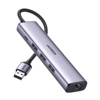 Ugreen multifunctional adapter HUB USB 3.0 - 3 x USB / Ethernet RJ-45 / USB Type C PD gray (CM475)