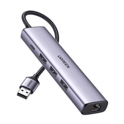 Ugreen multifunctional adapter HUB USB 3.0 - 3 x USB / Ethernet RJ-45 / USB Type C PD gray (CM475)