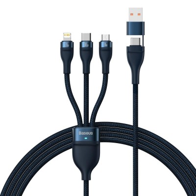  Baseus Flash Series II USB Type C / USB Type A cable - USB Type C / Lightning / micro USB 100 W 1.2 m blue (CASS030103)