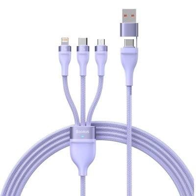  Baseus Flash Series II USB Type C / USB Type A cable - USB Type C / Lightning / micro USB 100 W 1.2 m purple (CASS030105)