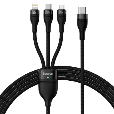  Baseus Flash Series II USB Type C / USB Type A cable - USB Type C / Lightning / micro USB 100 W 1.5 m black (CASS030201)