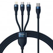  Baseus Flash Series II USB Type C / USB Type A cable - USB Type C / Lightning / micro USB 100 W 1.5 m blue (CASS030203)