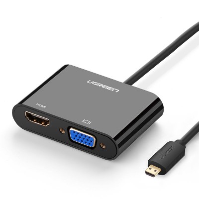 Ugreen video adapter micro HDMI - HDMI + VGA 30cm black (MM115)