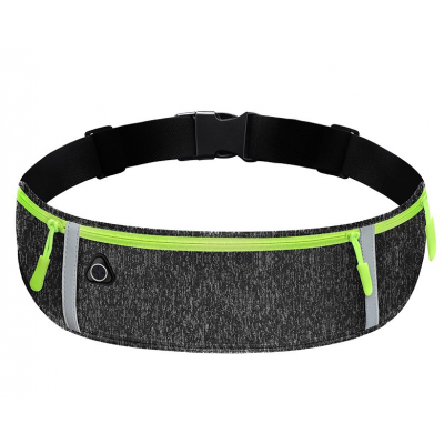 Ultimate reflective stripe Running Belt with headphone outlet black-gray
