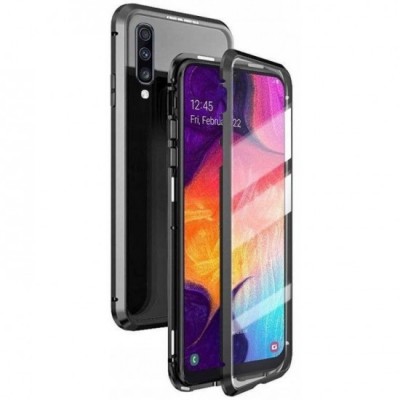 Case SAMSUNG GALAXY A12 3in1 Double Magnetic 360° Aluminium & Glass black